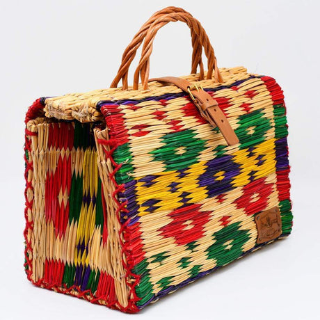 Sac cabas en jonc 33cm - Multicolore