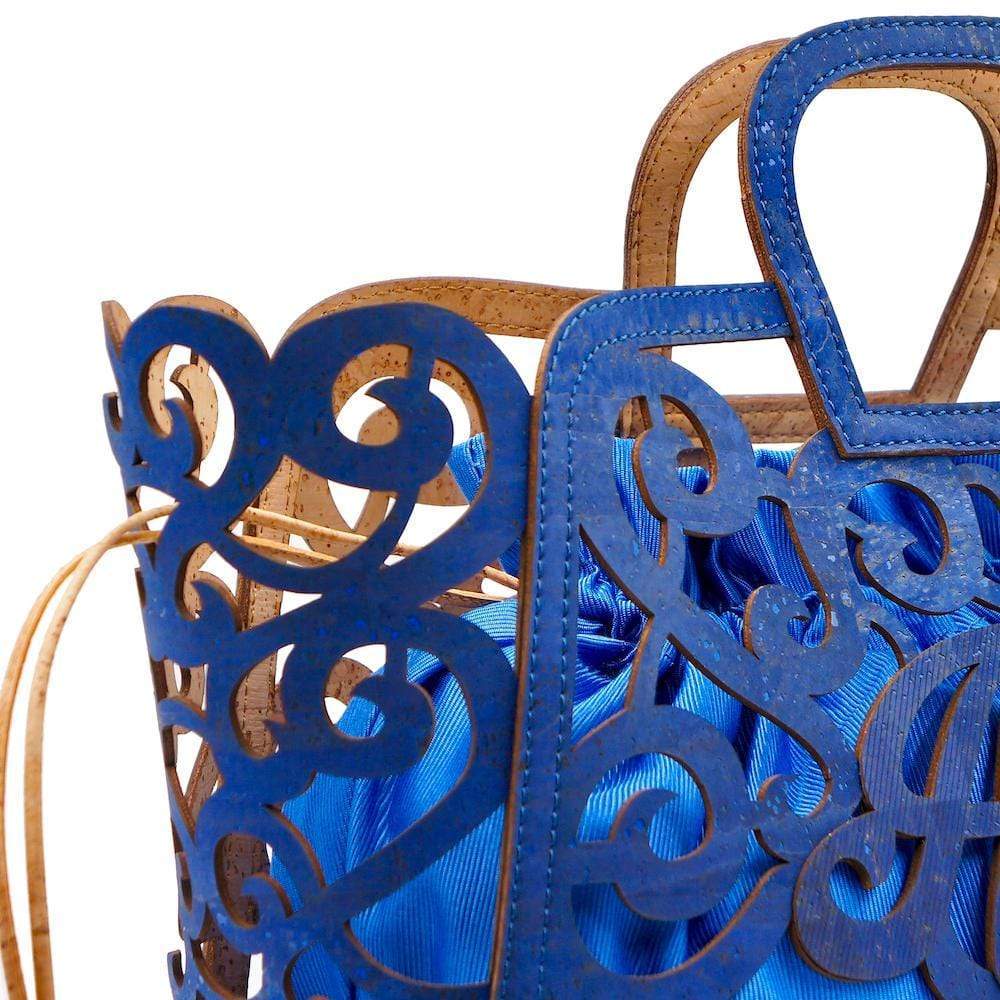 Sac panier en liège Bleu