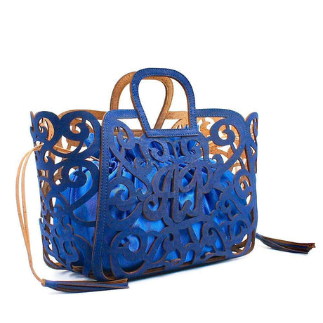 Sac panier en liège Bleu