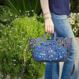 Sac panier en liège Bleu