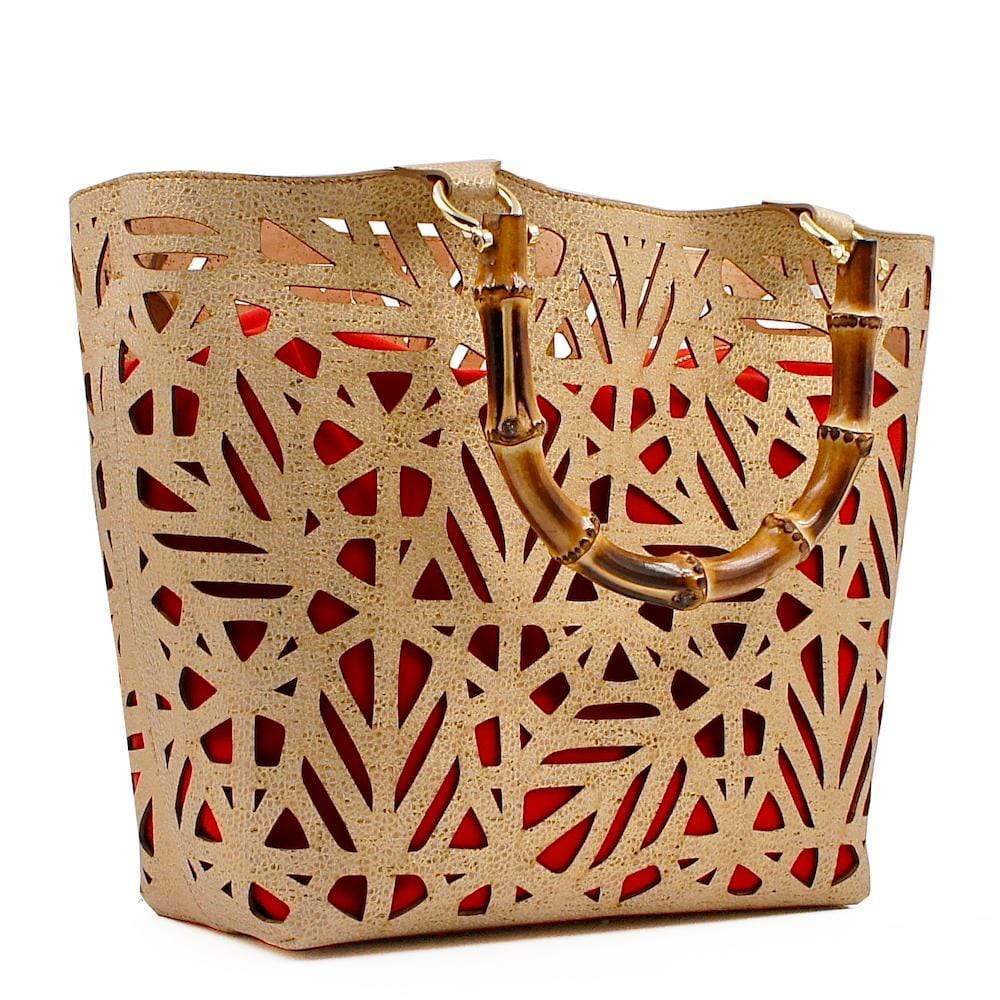 Sac panier en liège Doré et Rouge