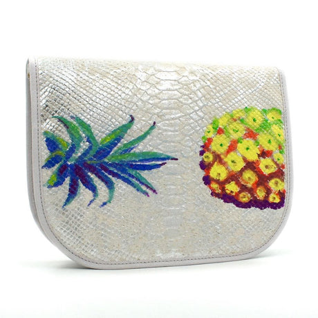 Sac pochette en liège gaufré argenté