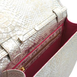 Sac pochette en liège gaufré argenté