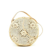 Sac rond en paille tressée et crochet - 31 cm