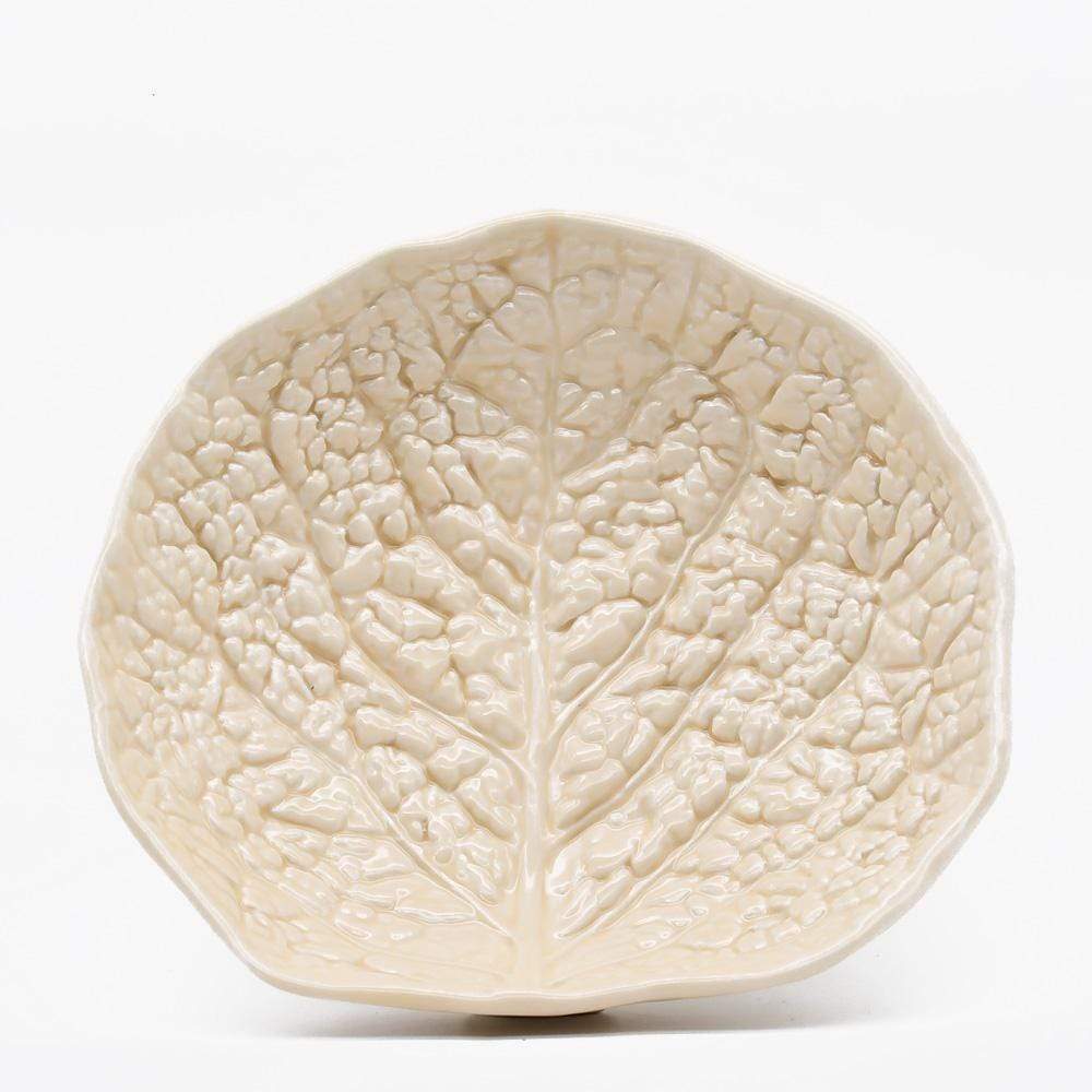 Saladier blanc en forme de chou I Vaisselle portugaise Plat en céramique "Couve" 27cm - Beige