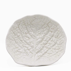 Saladier blanc en forme de chou I Vaisselle portugaise Saladier bas en céramique "Couve" 27cm - Blanc