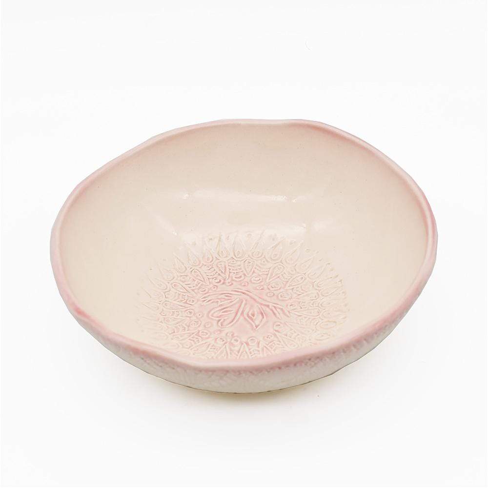 Saladier en céramique rose et blanc I Céramique portugaise Saladier "Estrela do mar" rose et blanc - 17 cm