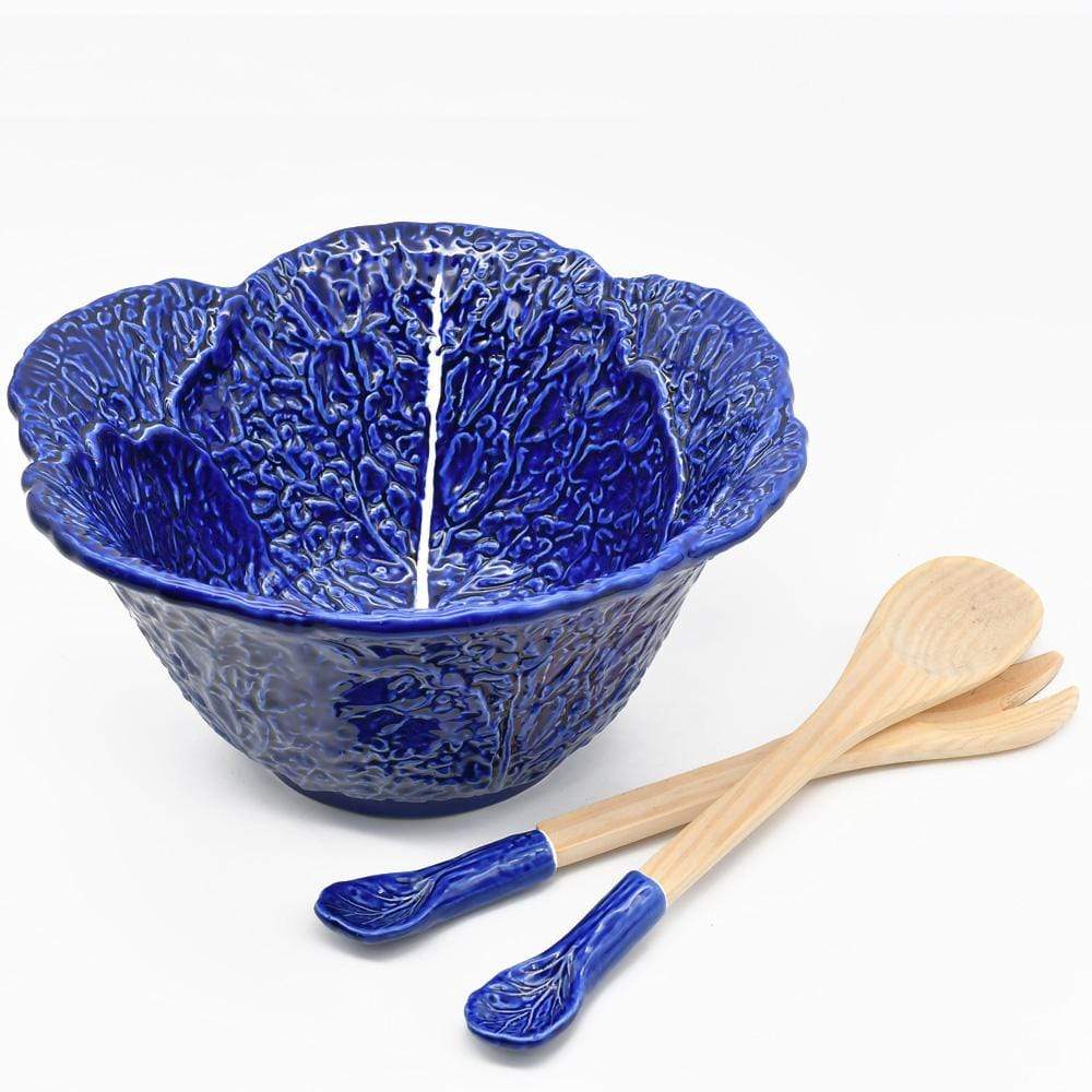 Saladier en forme de chou bleu I Vaisselle traditionnelle portugaise Saladier haut en céramique "Couve" - Bleu