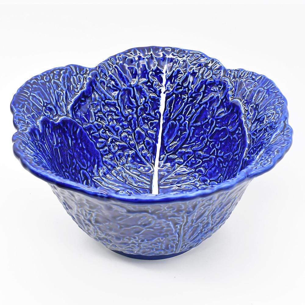 Saladier en forme de chou bleu I Vaisselle traditionnelle portugaise Saladier haut en céramique "Couve" - Bleu