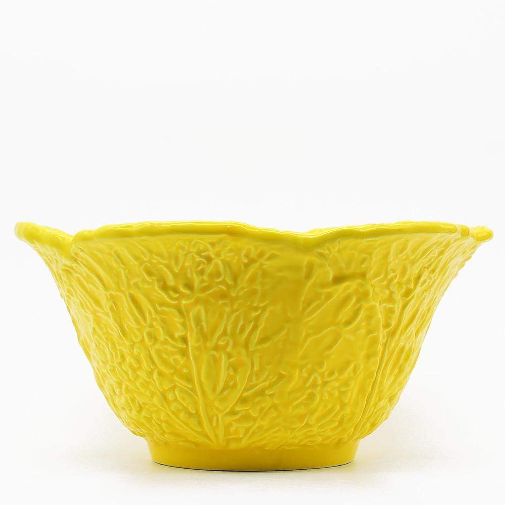 Saladier en forme de chou jaune I Vaisselle traditionnelle portugaise Saladier haut en céramique "Couve" - Jaune