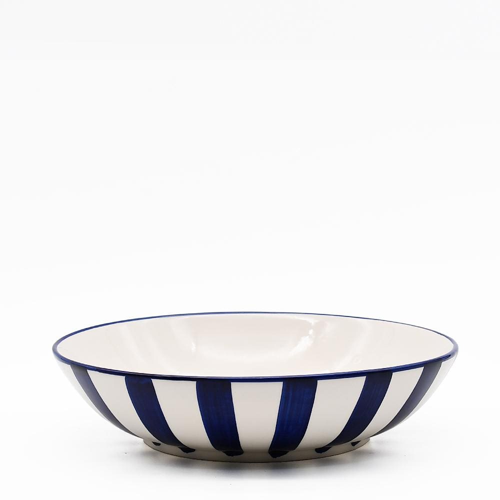 Saladier en porcelaine portugaise I Vaisselle du Portugal en ligne Saladier "Costa Nova Mar" 25cm - Bleue