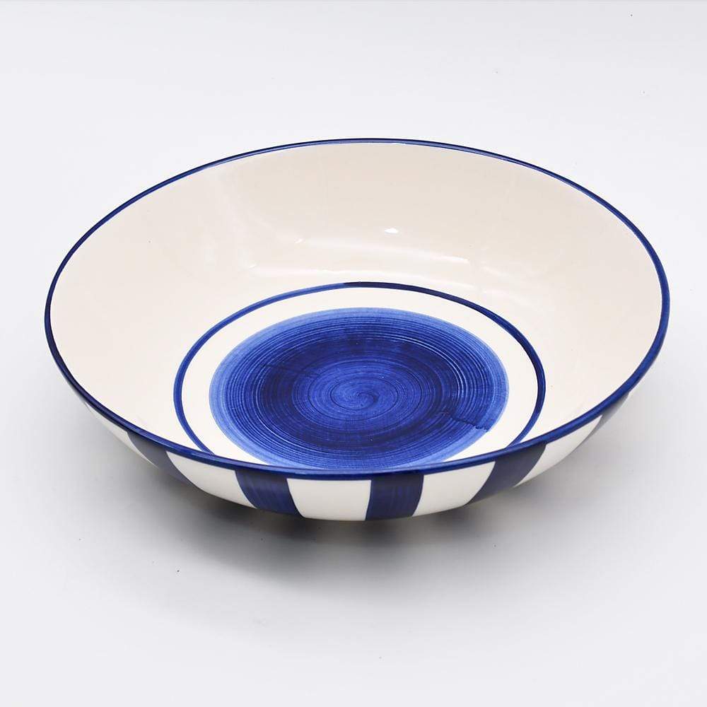 Saladier en porcelaine portugaise I Vaisselle du Portugal en ligne Saladier "Costa Nova Mar" 25cm - Bleue