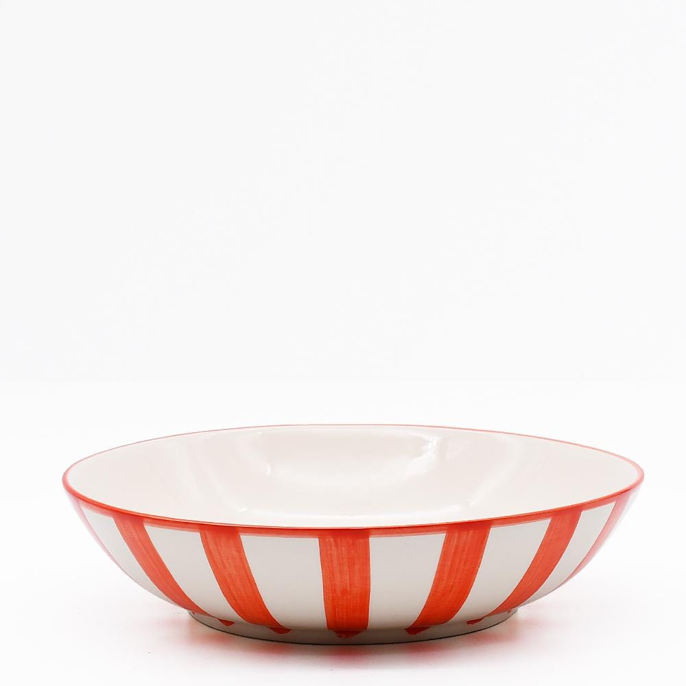 Saladier en porcelaine portugaise I Vaisselle du Portugal en ligne Saladier "Costa Nova Mar" 25cm - Rouge