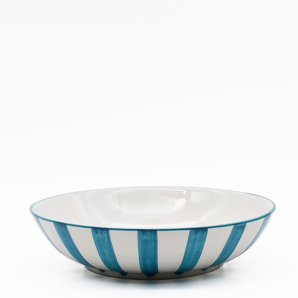 Saladier en porcelaine portugaise I Vaisselle du Portugal en ligne Saladier "Costa Nova Mar" 25cm - Turquoise