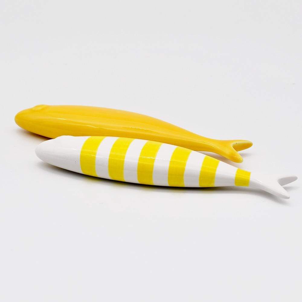 Sardine en céramique portugaise I A rayures I Vente en ligne Sardine en céramique à rayures - 11 couleurs Blanc I Jaune