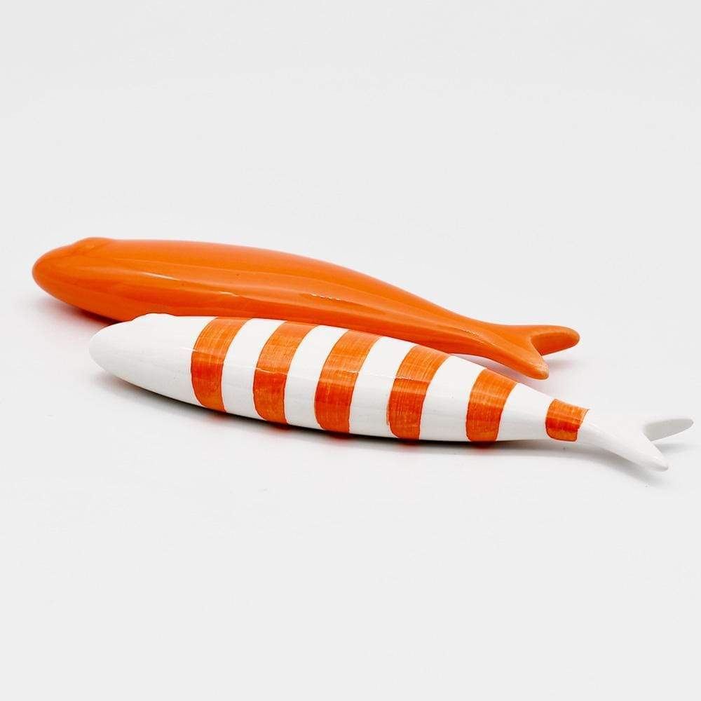 Sardine en céramique portugaise I A rayures I Vente en ligne Sardine en céramique à rayures - 11 couleurs Blanc I Orange