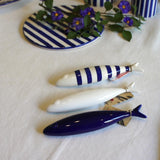 Ensemble de 2 sardine en céramique - Bleu cobalt