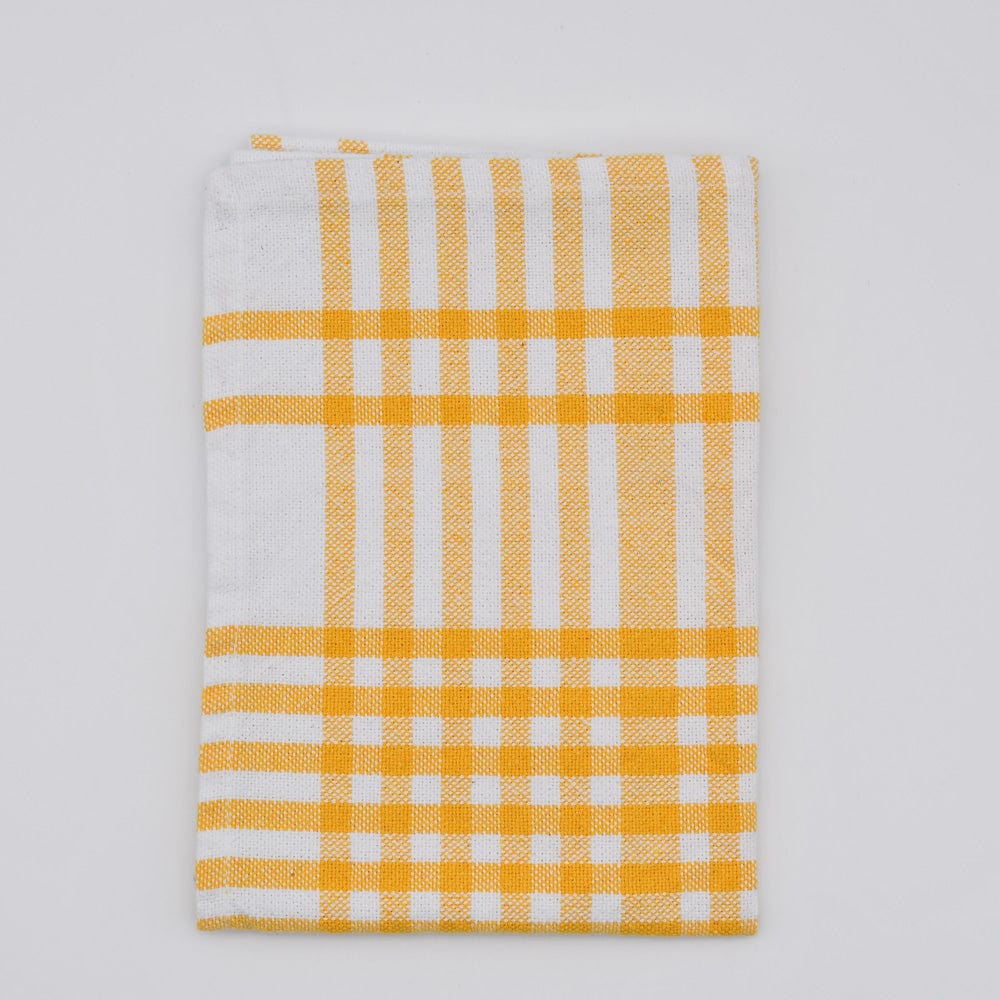 Serviettes de table à carreaux de style bistrot tissées au Portugal Serviettes de table à carreaux en coton Jaune