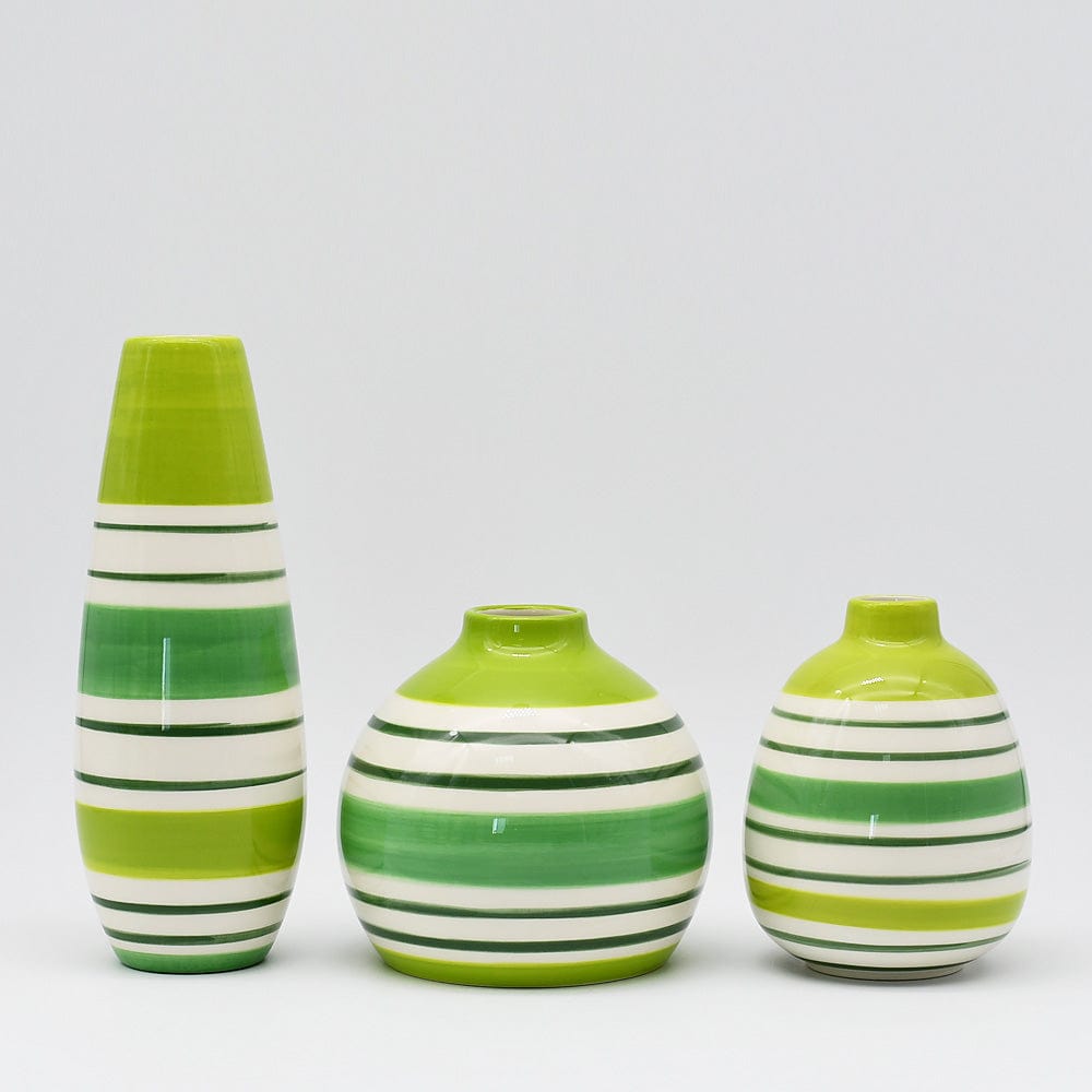 Soliflore boule rayée vert I Vases en céramique du Portugal Vase boule - Vert