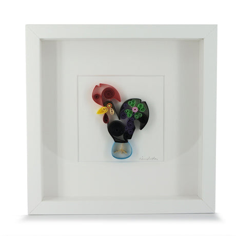 Tableau en paperolles "Coq de Barcelos"
