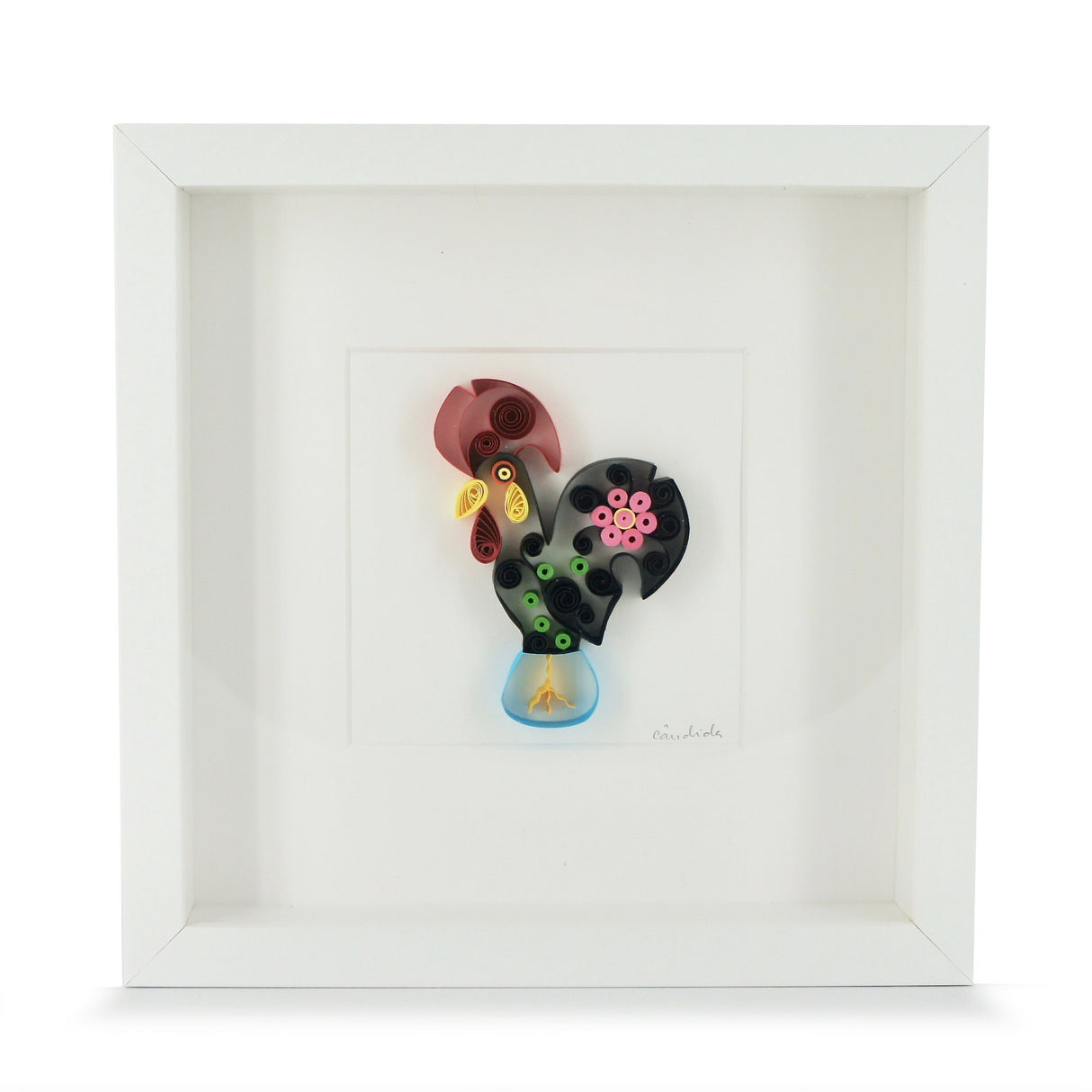 Tableau en paperolles "Coq de Barcelos"