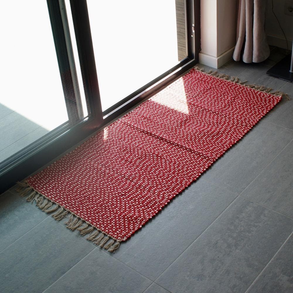 Tapis en coton 140x70 - Rouge et blanc