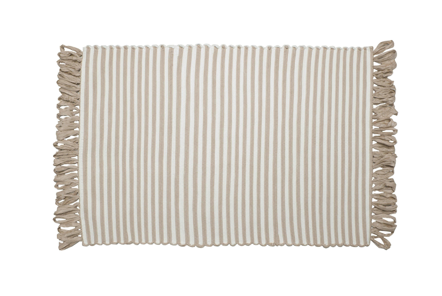 Tapis coton rayé Café et blanc