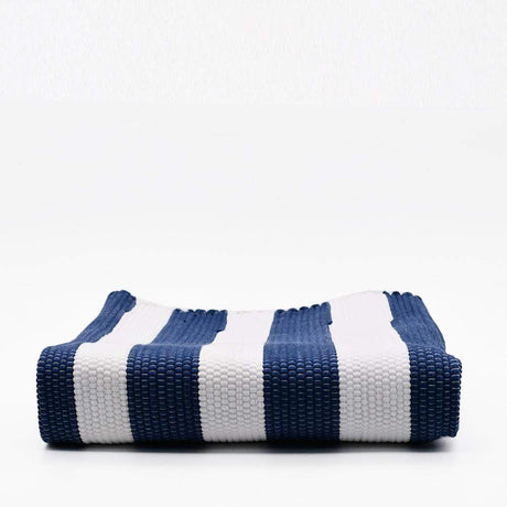 Tapis coton tressé bleu I Tapis artisanal portugais Tapis en coton rayé bleu