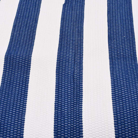 Tapis coton tressé bleu I Tapis artisanal portugais Tapis en coton rayé bleu
