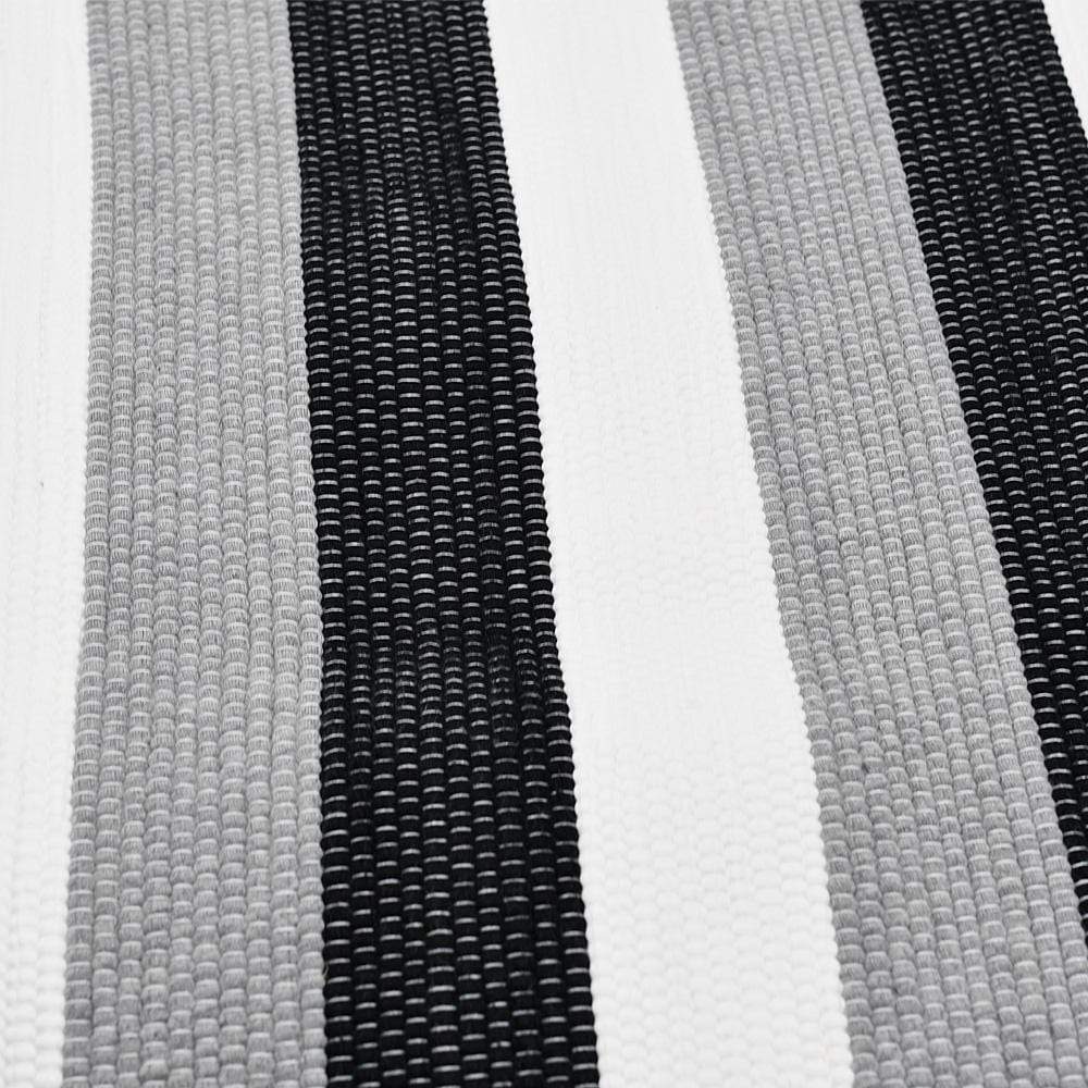 Tapis coton tressé Multicolore I Tapis artisanal portugais Tapis en coton rayé gris