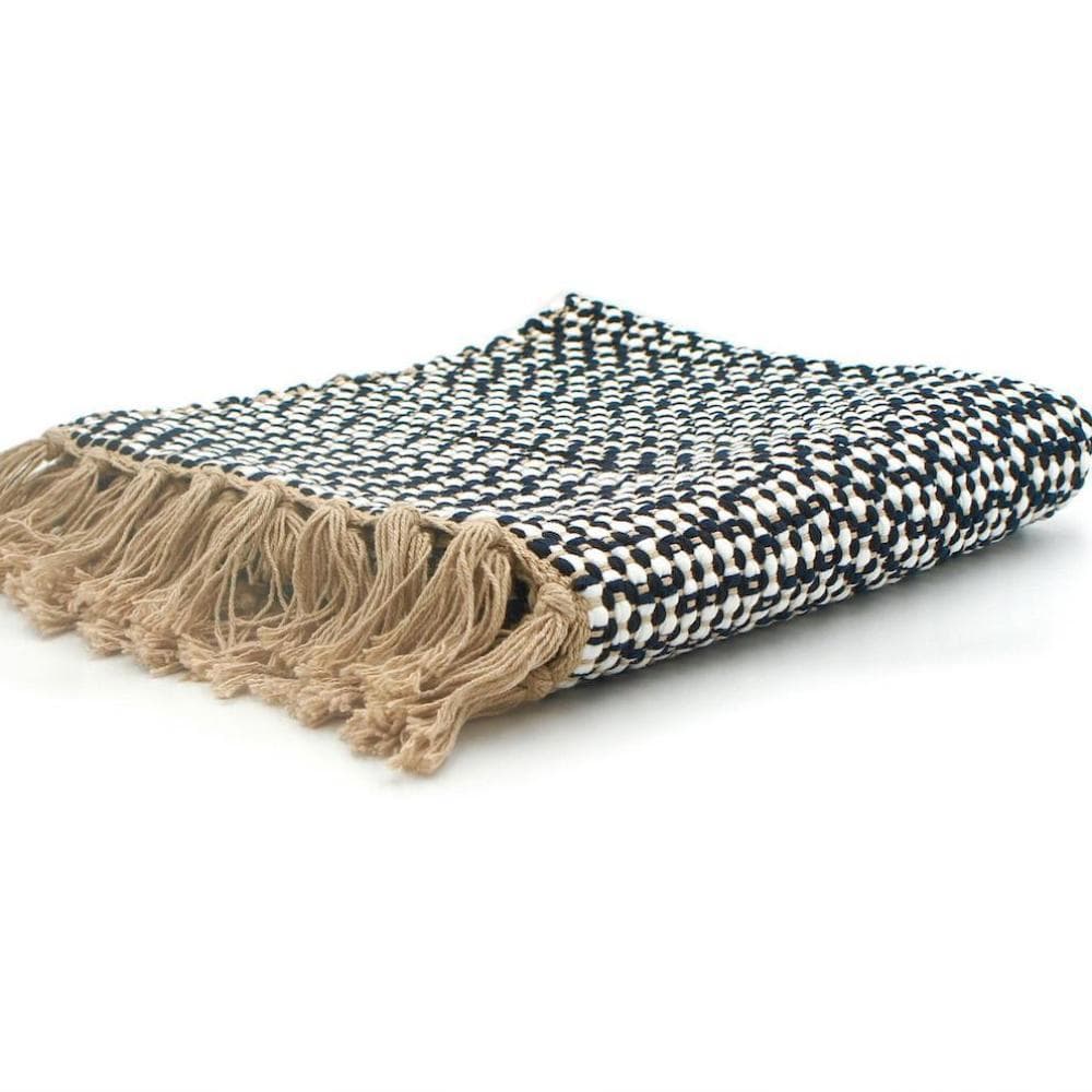 Tapis en coton 140x70 - Noir et beige