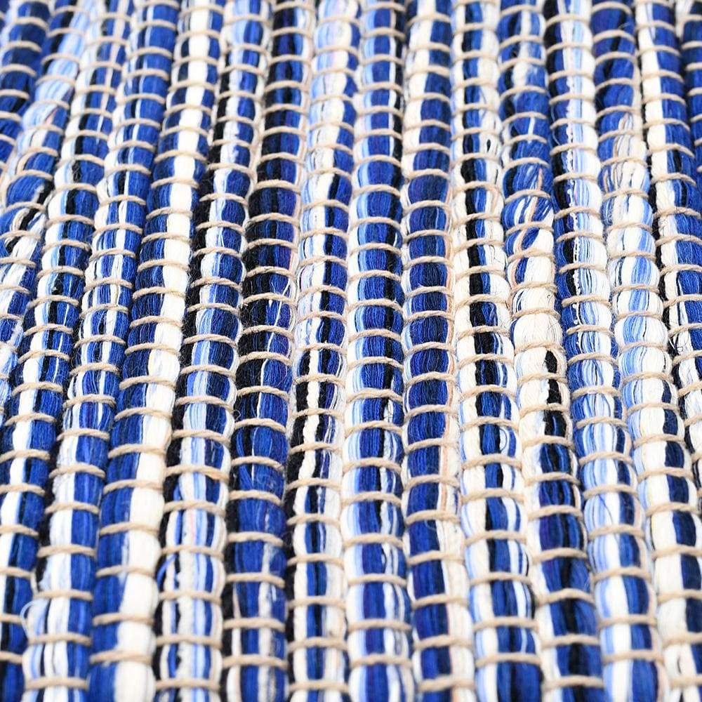 Tapis tressé en fibres naturelles bleu I Tapis artisanal portugais Tapis tressé en fibres naturelles bleu