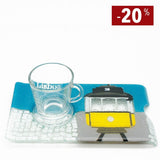 Tasse et plateau en verre fusionné "Electrico 28"