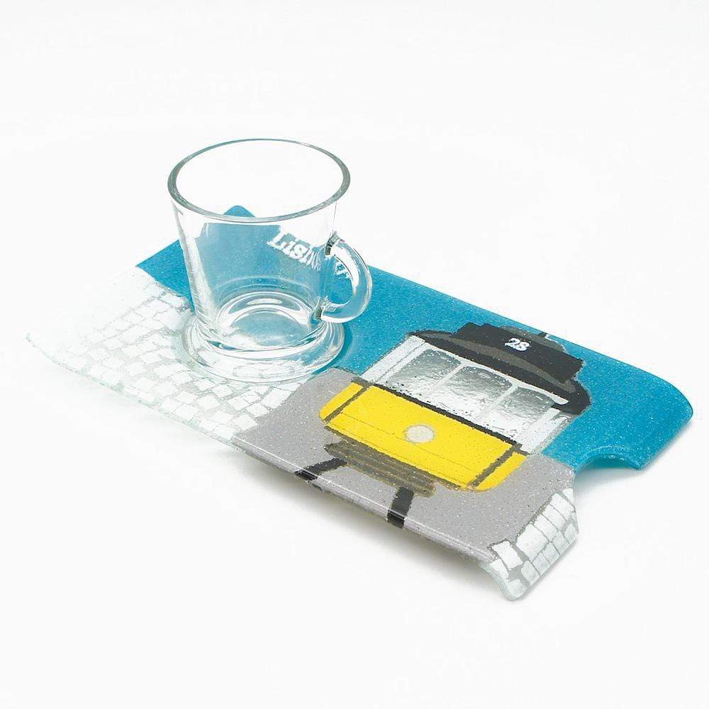 Tasse et plateau en verre fusionné "Electrico 28"