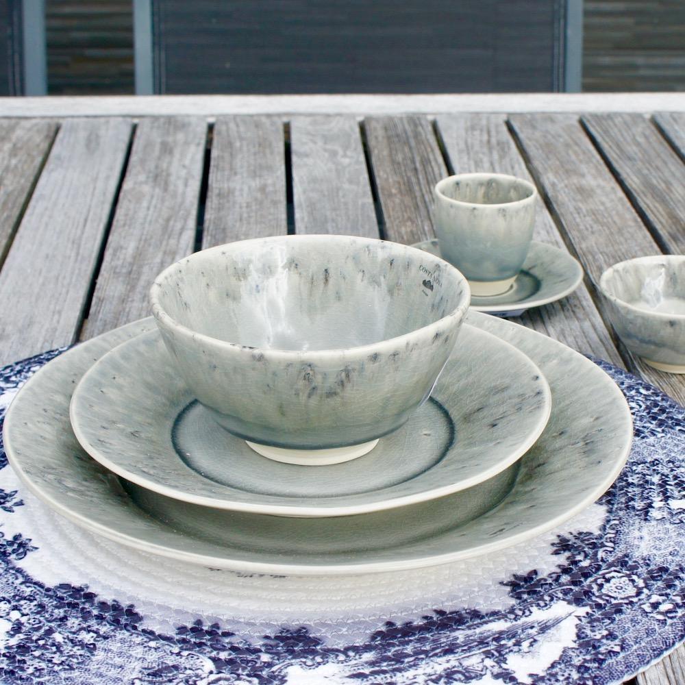 Tasse à café et sous tasse en grès Grises "Madeira"