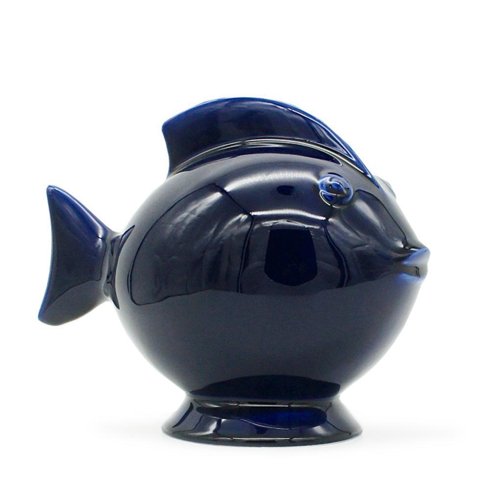 Tirelire en céramique bleue