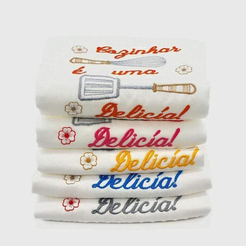 Torchon de cuisine brodé I Motifs portugais Torchon de cuisine brodé "Delicia"