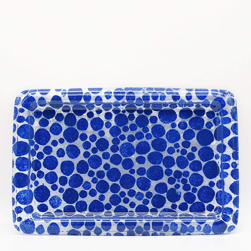 Vase en verre de Marinha Grande I Artisanat portugais plateau en verre bleu