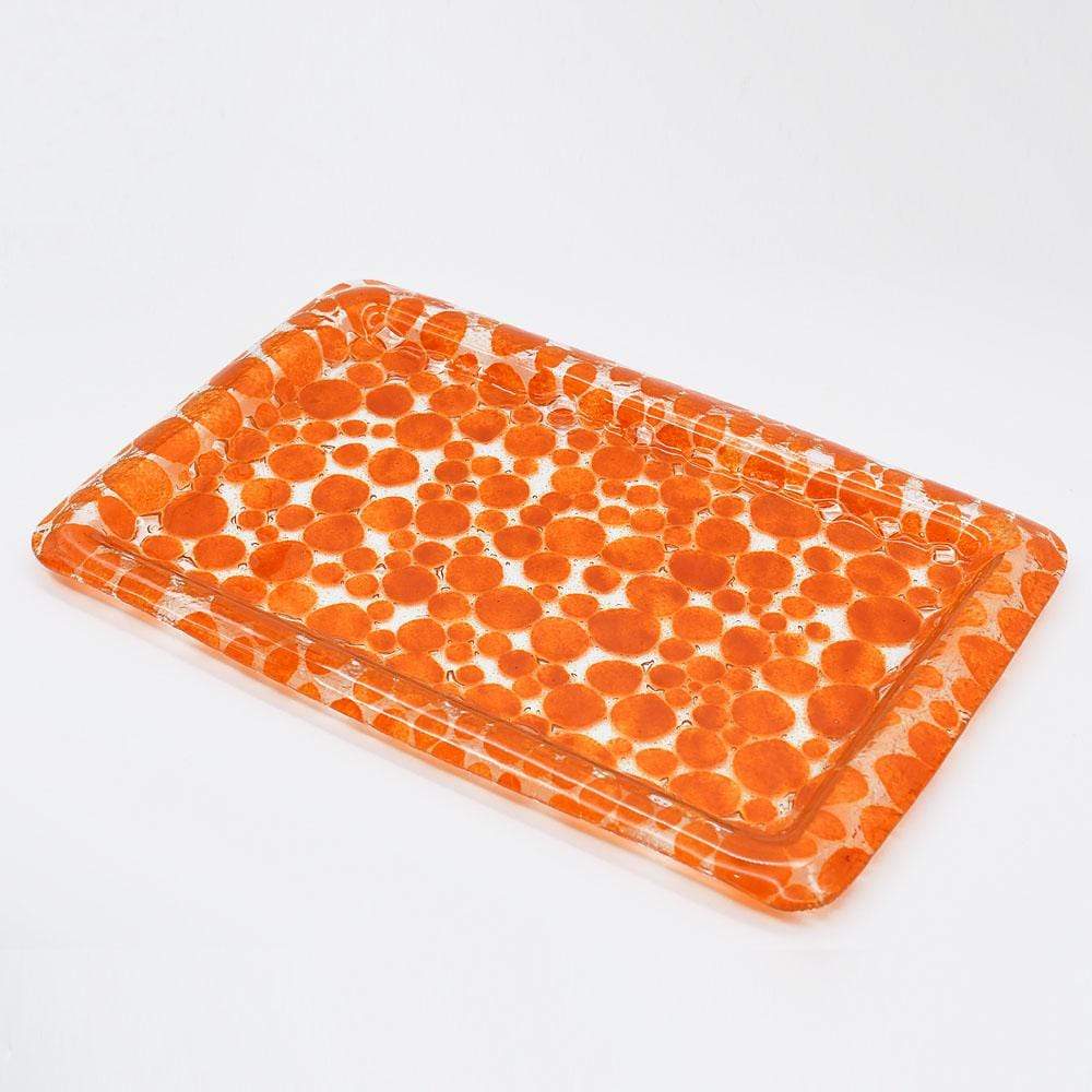 Vase en verre de Marinha Grande I Artisanat portugais Plateau en verre orange