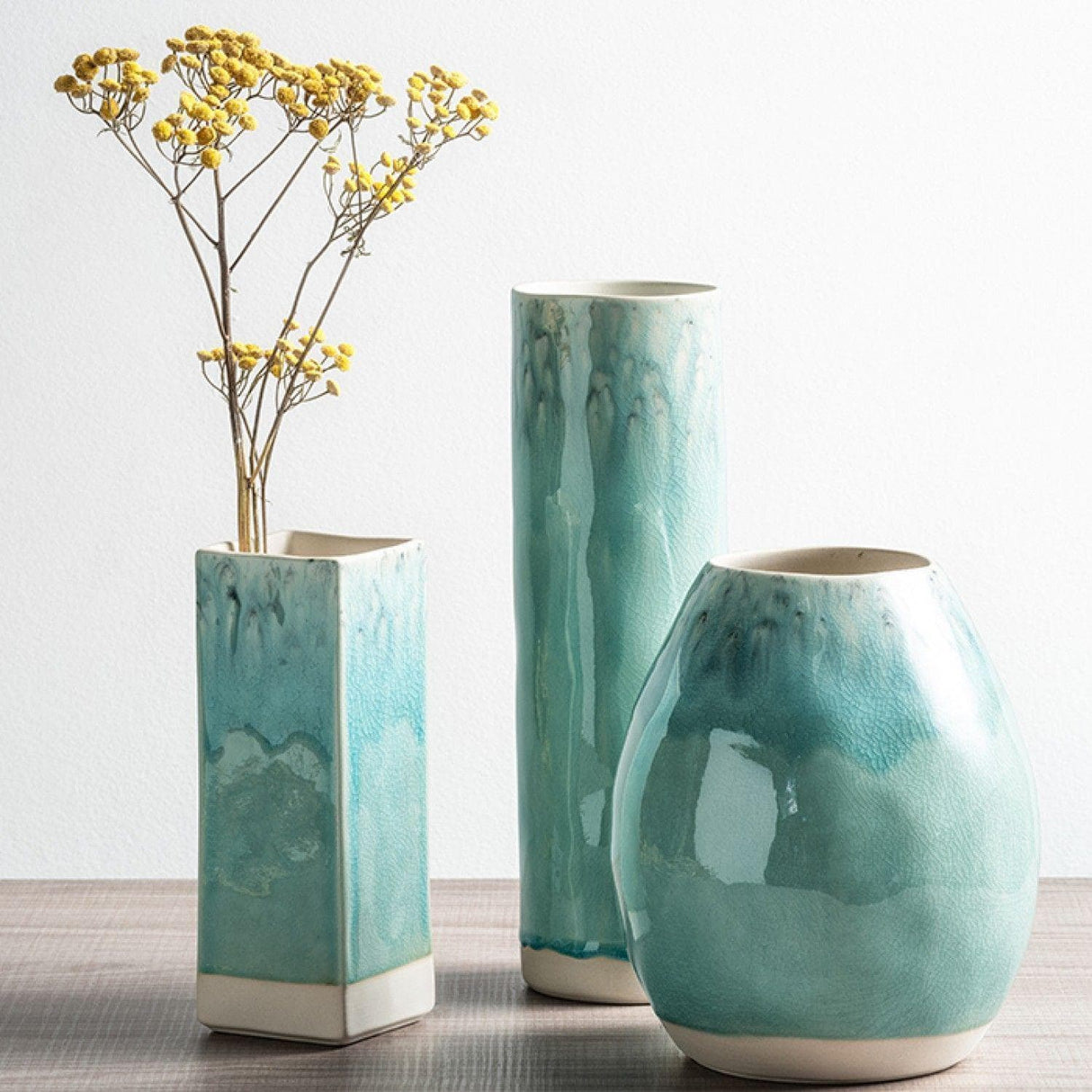Madeira I Fine Stoneware Oval Vase - Green