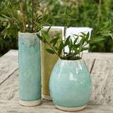 Vase ovale en grès bleu I Objet de décoration du Portugal Vase ovale en grès "Madeira" - Vert
