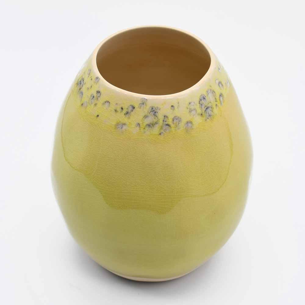 Vase ovale en grès jaune I Objet de décoration du Portugal Vase ovale en grès "Madeira" - Jaune