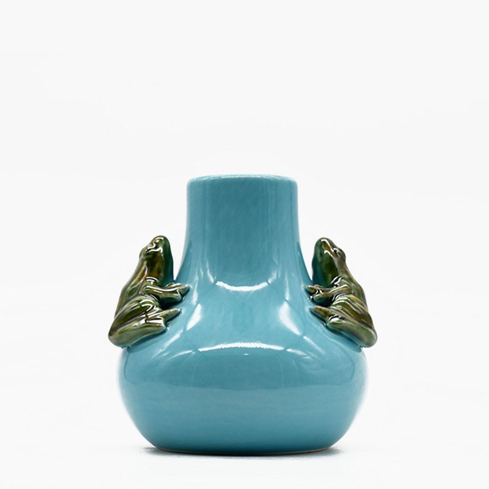 Vase turquoise en céramique du Portugal avec des grenouilles Vase en céramique "Rãs" - Turquoise