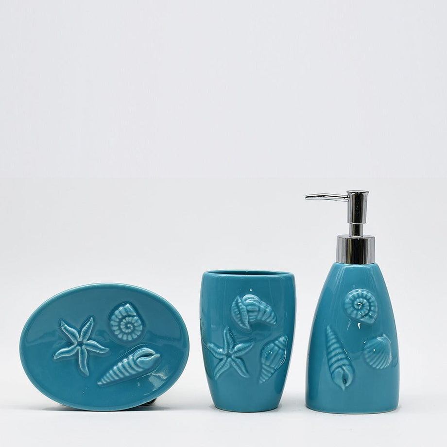 Set de salle de bains Turquoise I Distributeur + Gobelet + Porte savon –  Luisa Paixao